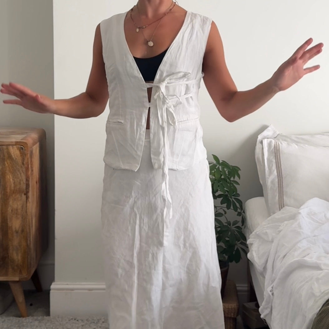 White Tie-up Waistcoat